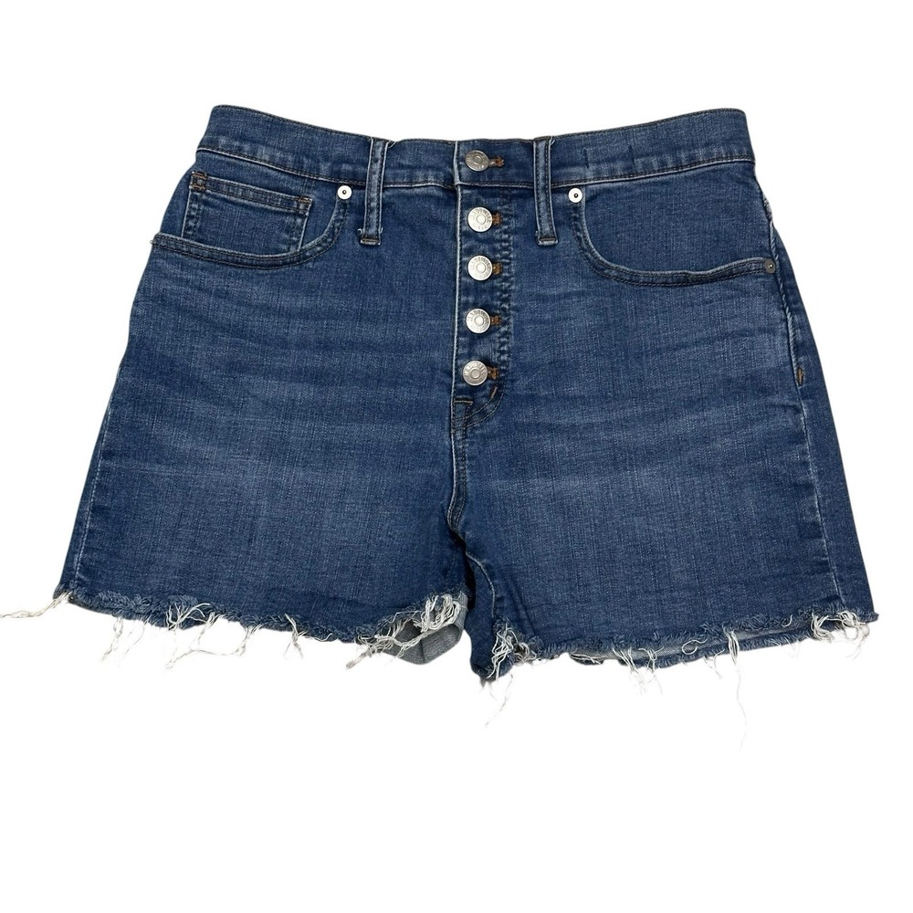 Madewell High Rise Denim Shorts Womens Size 28 Cutt-Off Raw Hem Button Fly 3"